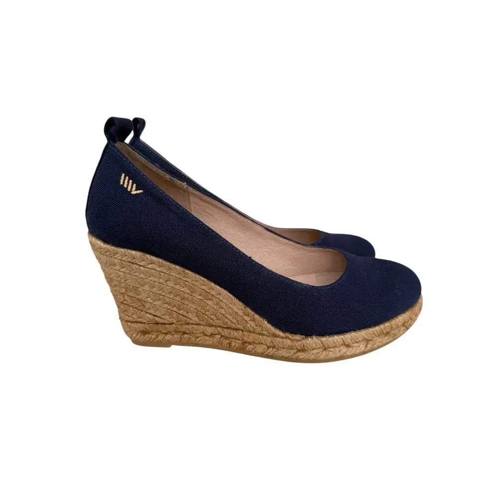 Viscata Barcelona Wedge Pumps Espadrilles Round Toe Navy Women's EU 40 Size 9